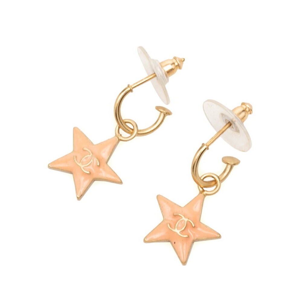 CHANEL Authentic Cream Logo Earrings